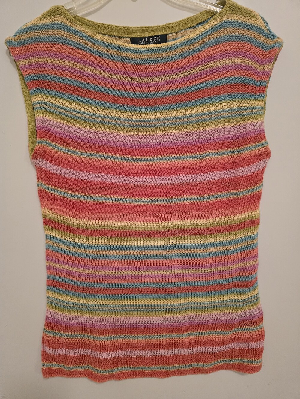Lauren Ralph Lauren Multicolor Striped Knit Sleeveless Top - Pink/Coral/Green